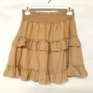Altar’d State light brown tan cheetah print tiered ruffle mini skirt women large
